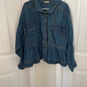 Anthropologie Blue Denim Button-Up Shirt